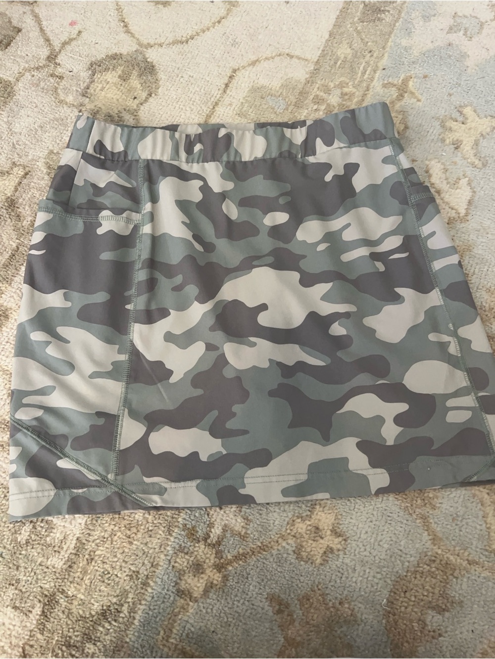 Chico's Green and Gray Camo Mini Skirt